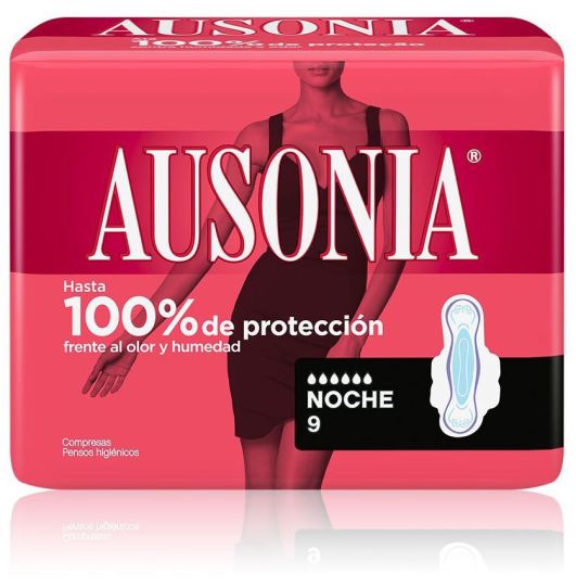 Ausonia Night Sanitary Towels with Wings 9 uds